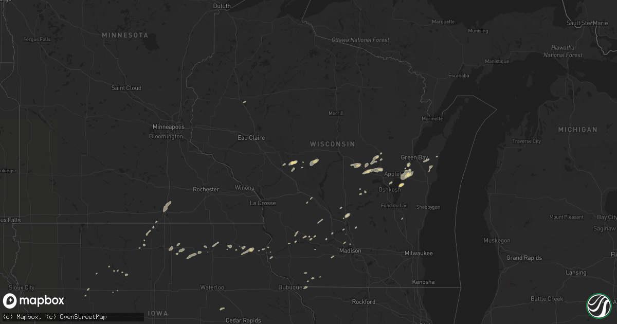 Hail map in Wisconsin on September 12, 2016