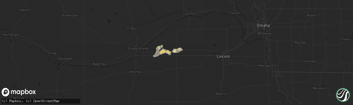 Hail map in York, NE on September 12, 2016