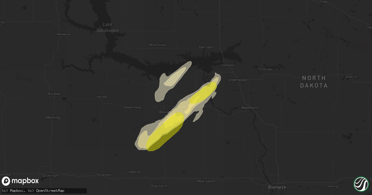Hail map in Hazen, ND on September 12, 2018