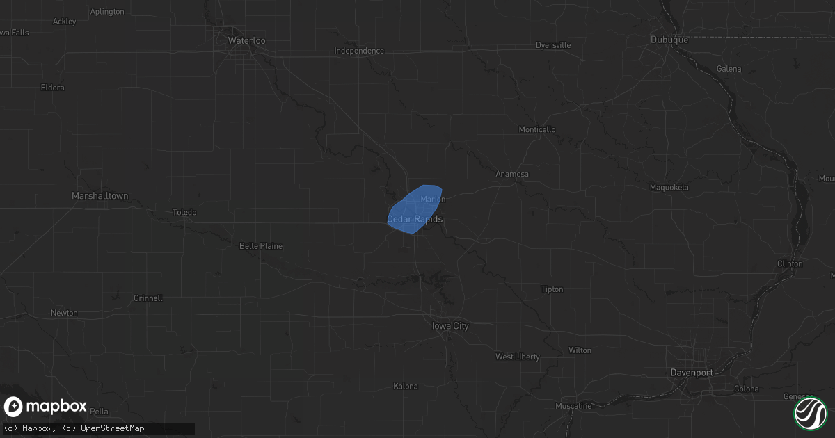Hail map in Cedar Rapids, IA on September 12, 2019