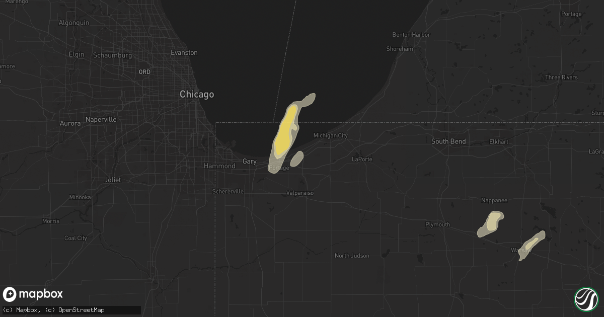 Hail map in Chesterton, IN on September 12, 2019