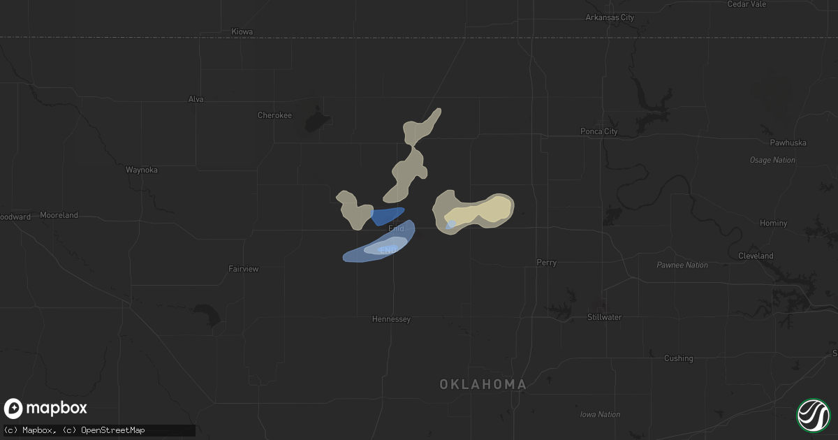 Hail map in Enid, OK on September 12, 2019