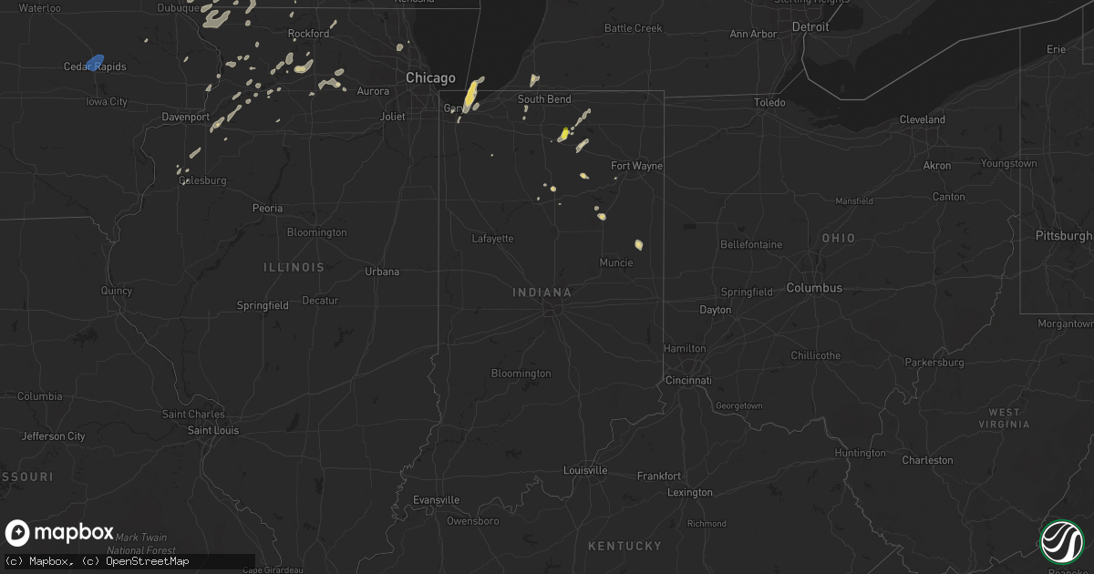 Hail map in Indiana on September 12, 2019