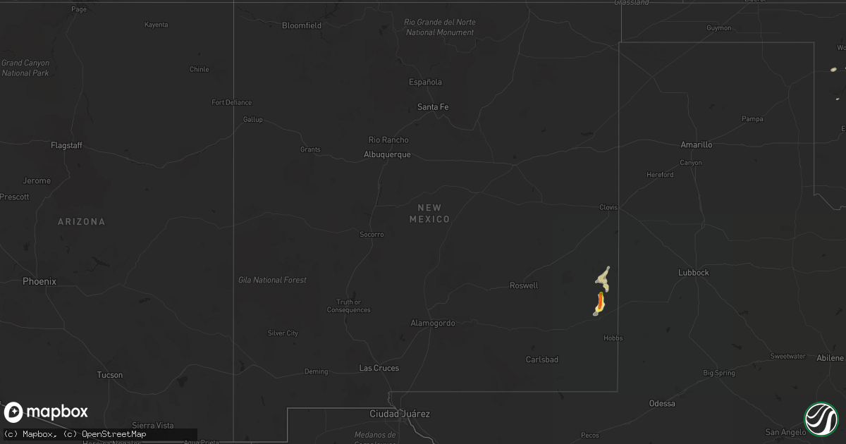 Hail map in New Mexico on September 12, 2019