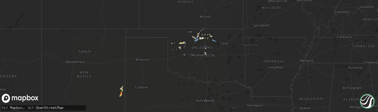 Hail map in Oklahoma on September 12, 2019