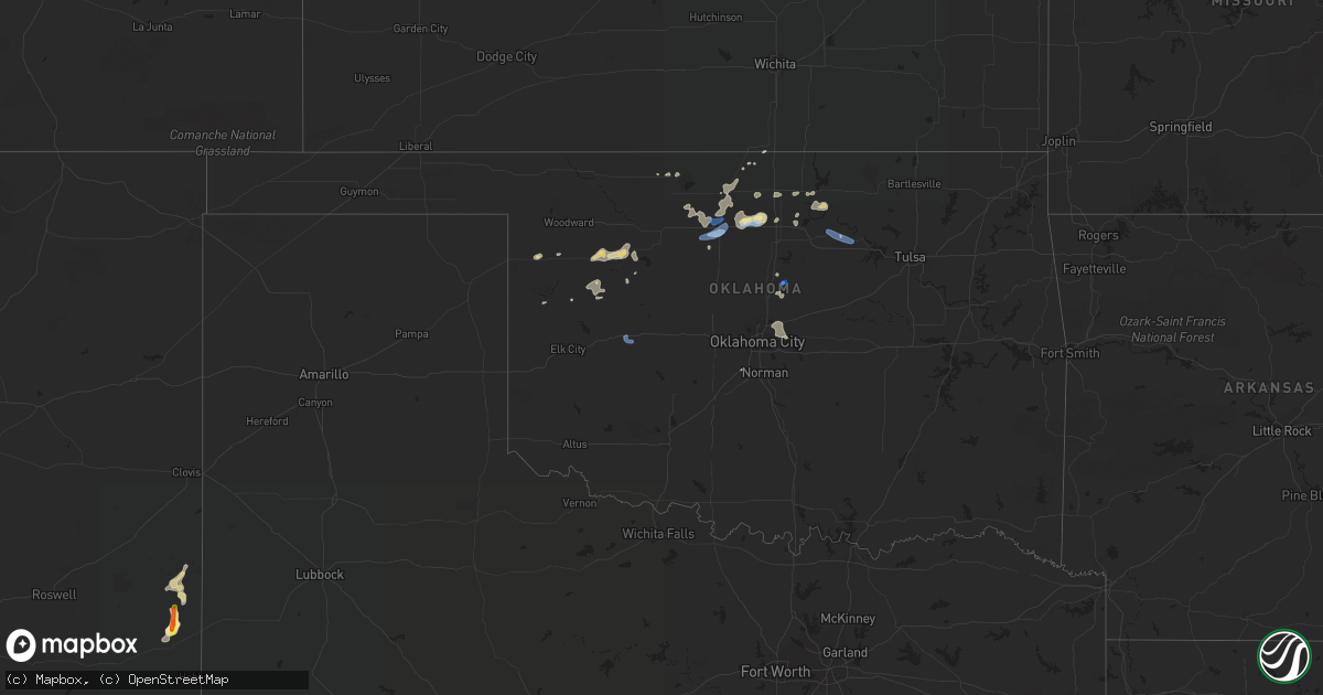 Hail map in Oklahoma on September 12, 2019