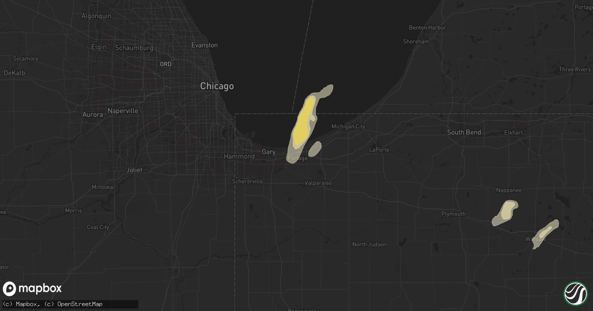 Hail map in Portage, IN on September 12, 2019