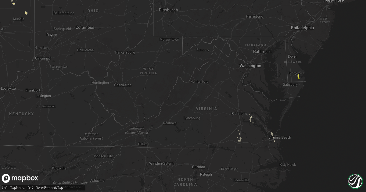 Hail map in Virginia on September 12, 2019