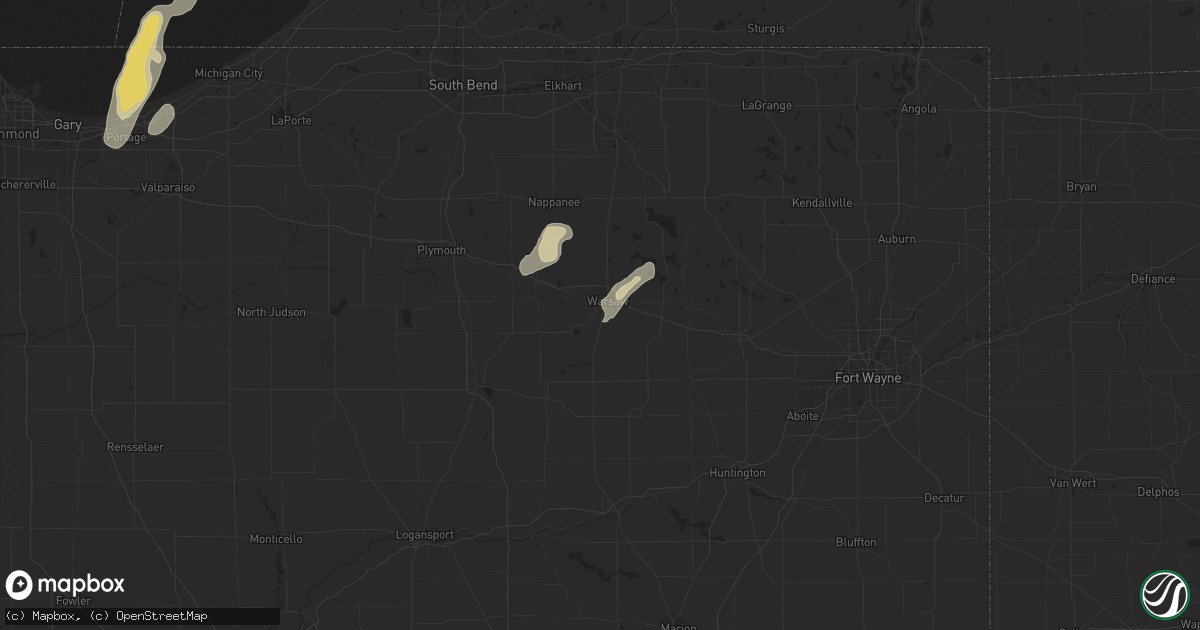 Hail map in Warsaw, IN on September 12, 2019