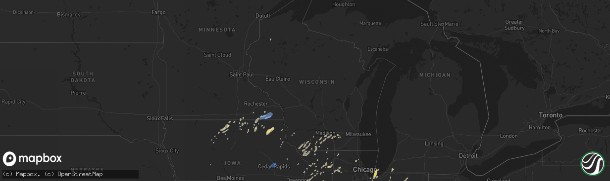 Hail map in Wisconsin on September 12, 2019