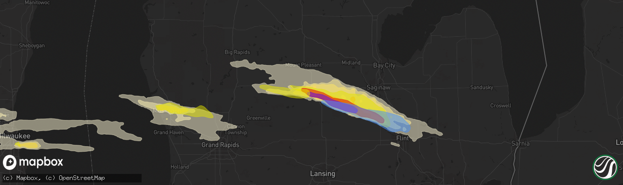 Hail map in Alma, MI on September 12, 2021