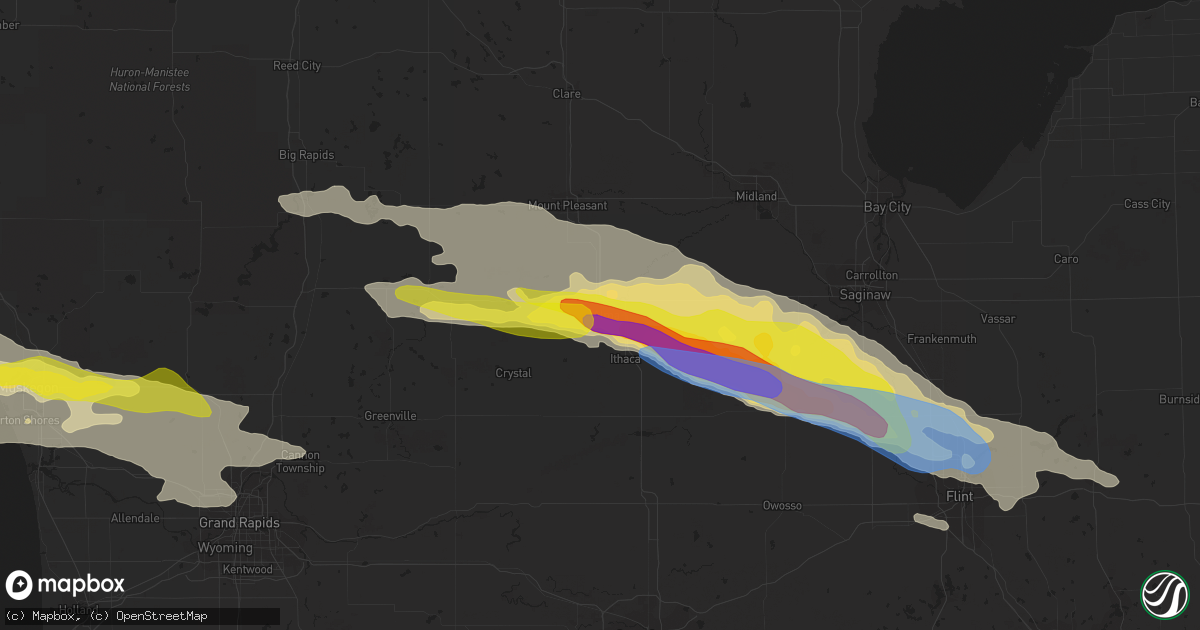 Hail map in Alma, MI on September 12, 2021