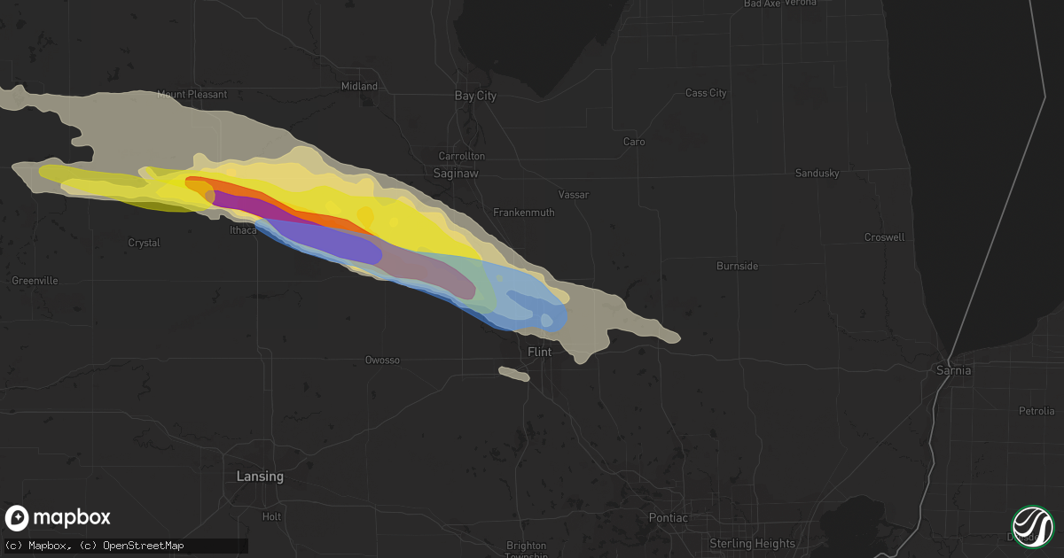 Hail map in Clio, MI on September 12, 2021