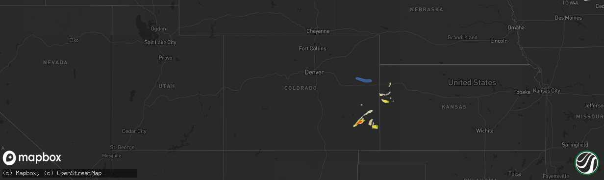 Hail map in Colorado on September 12, 2021