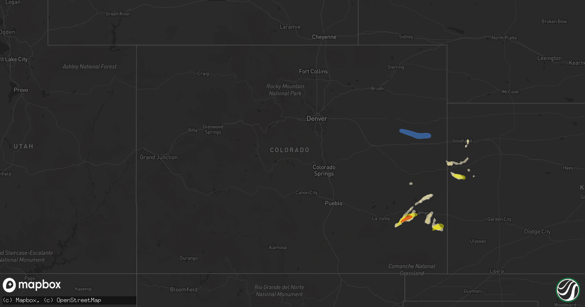 Hail map in Colorado on September 12, 2021