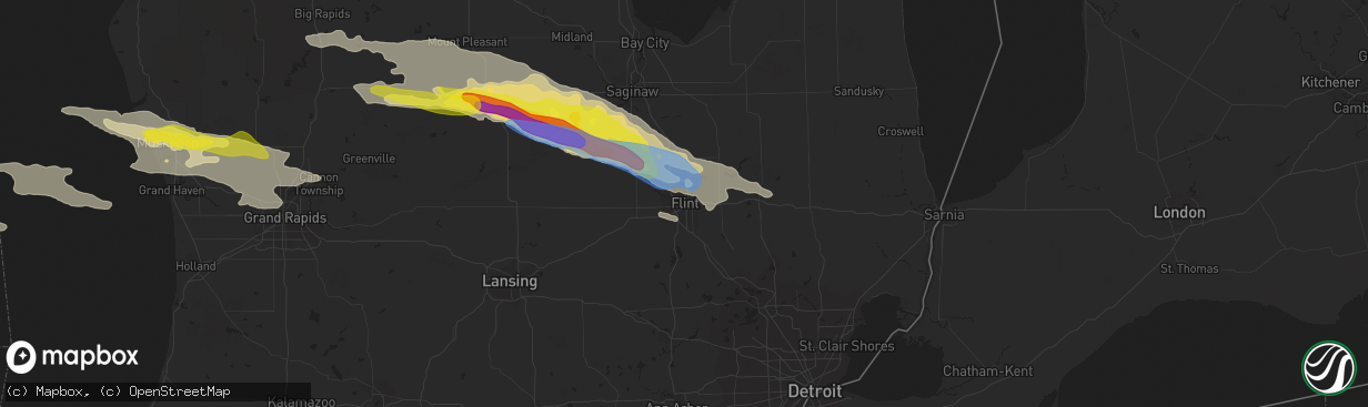 Hail map in Flint, MI on September 12, 2021