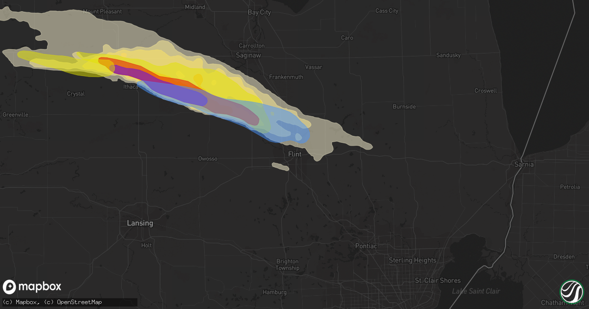 Hail map in Flint, MI on September 12, 2021