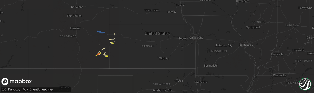 Hail map in Kansas on September 12, 2021