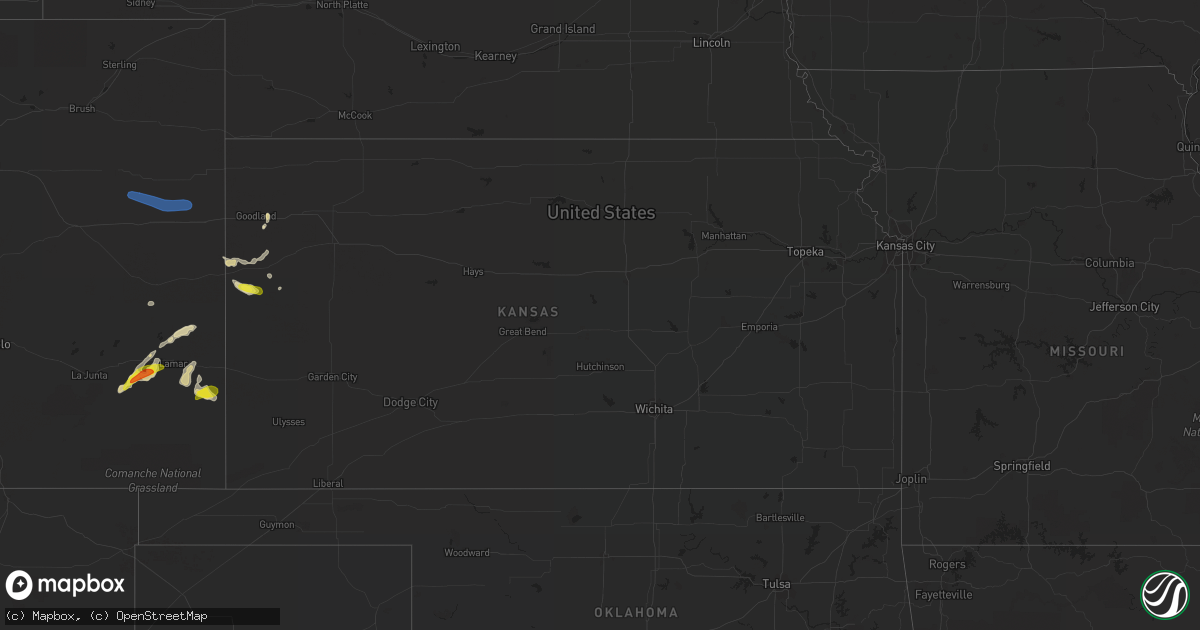 Hail map in Kansas on September 12, 2021