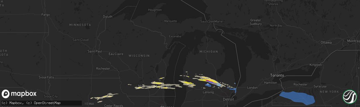 Hail map in Michigan on September 12, 2021