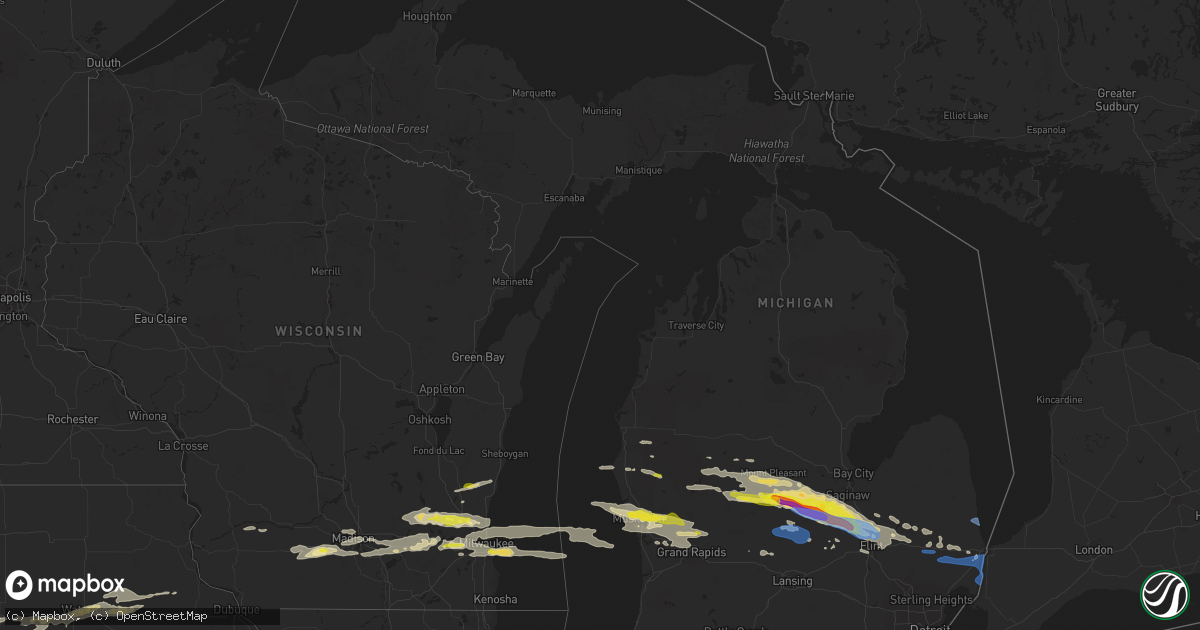 Hail map in Michigan on September 12, 2021