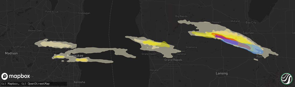 Hail map in Muskegon, MI on September 12, 2021