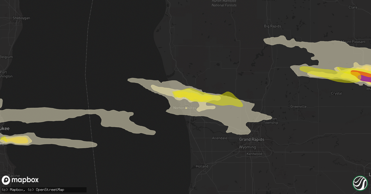 Hail map in Muskegon, MI on September 12, 2021