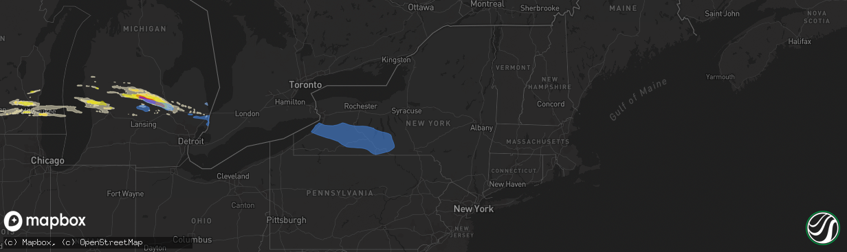 Hail map in New York on September 12, 2021