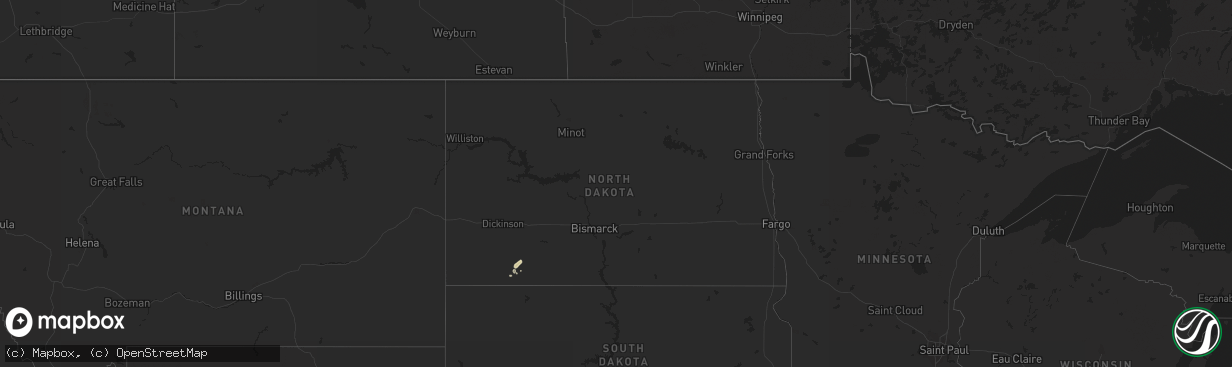 Hail map in North Dakota on September 12, 2021