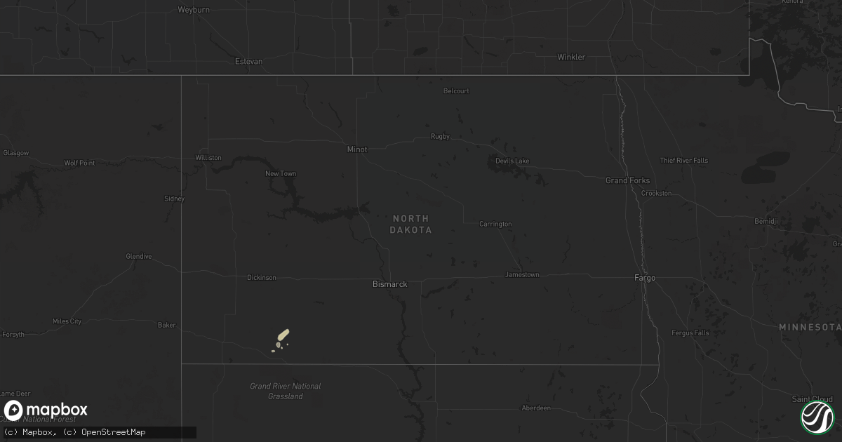 Hail map in North Dakota on September 12, 2021