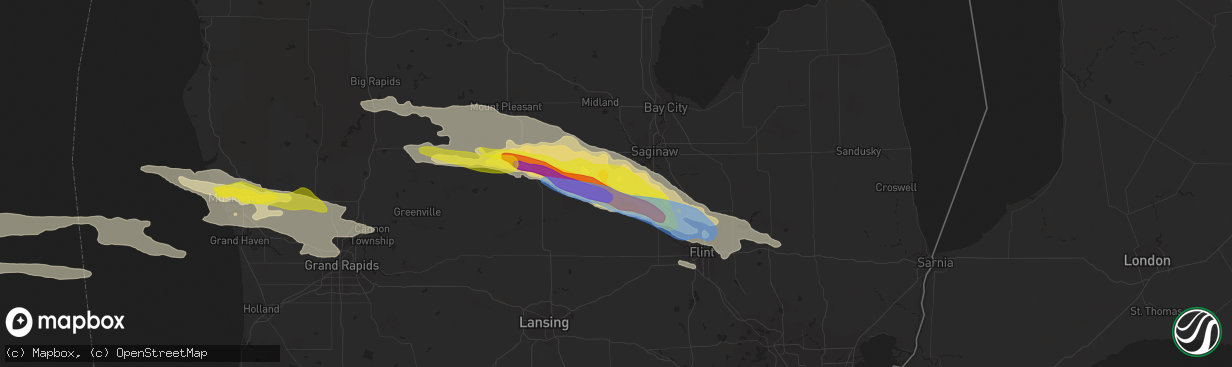 Hail map in Saint Charles, MI on September 12, 2021