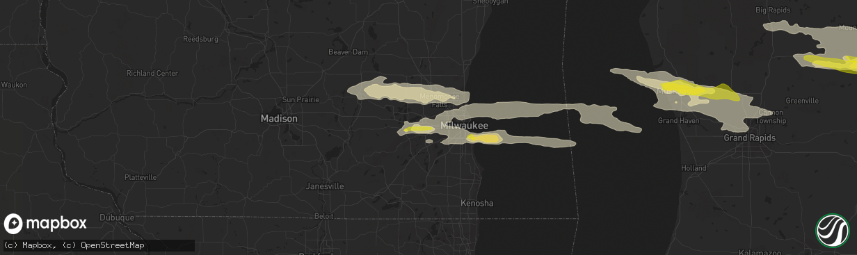 Hail map in Waukesha, WI on September 12, 2021