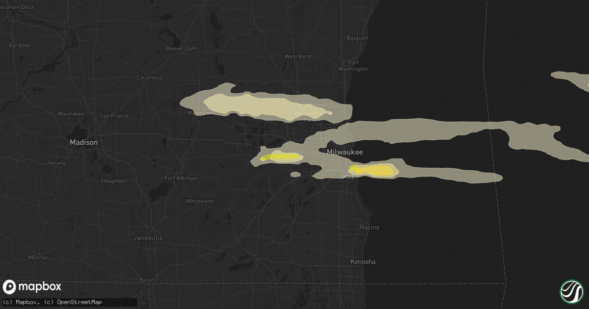 Hail map in Waukesha, WI on September 12, 2021