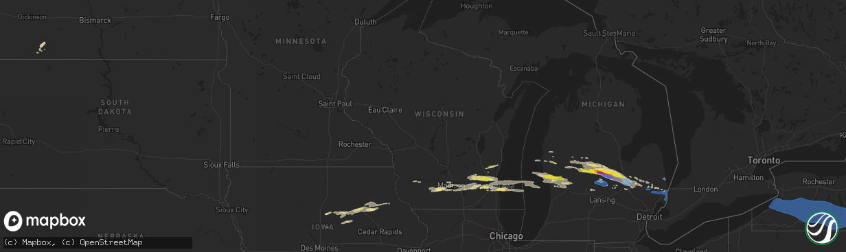 Hail map in Wisconsin on September 12, 2021