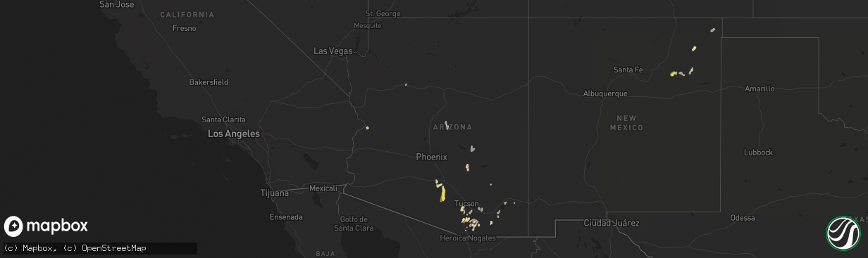 Hail map in Arizona on September 12, 2022