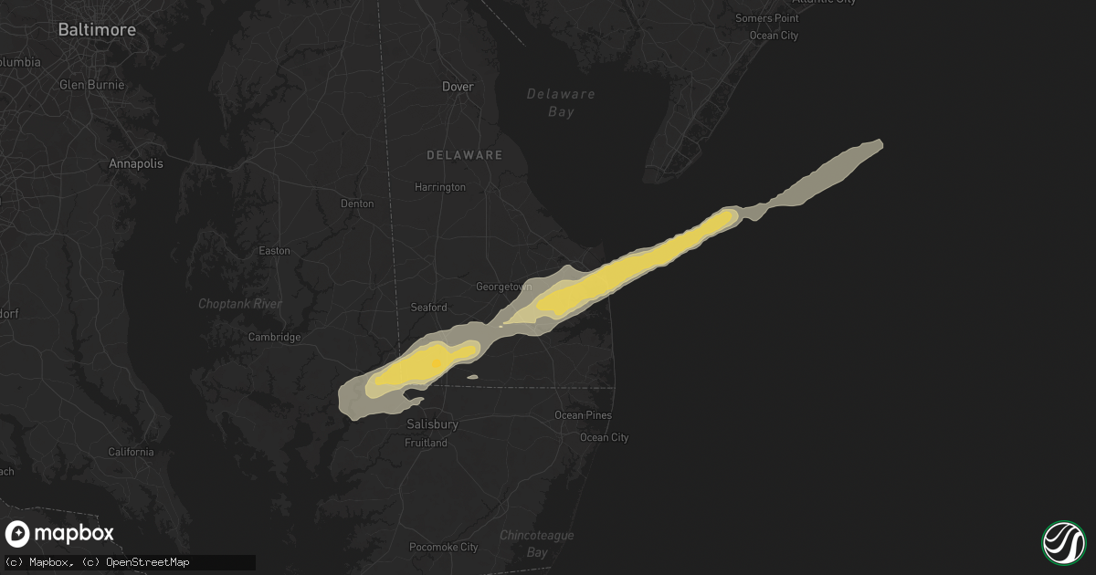 Hail map in Harbeson, DE on September 12, 2022