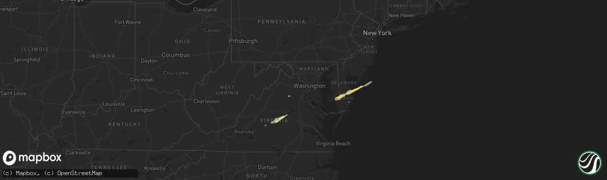 Hail map in Maryland on September 12, 2022