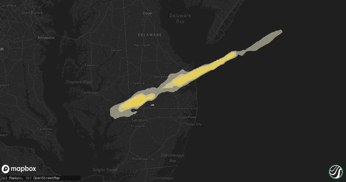 Hail map in Millsboro, DE on September 12, 2022