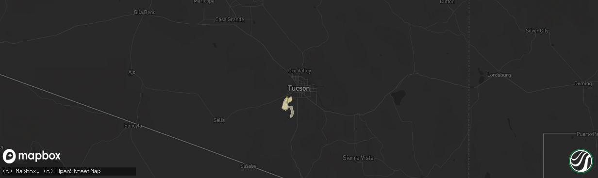 Hail map in Tucson, AZ on September 12, 2022