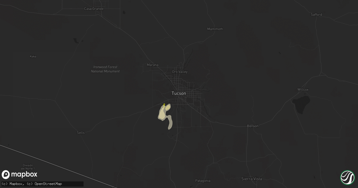 Hail map in Tucson, AZ on September 12, 2022