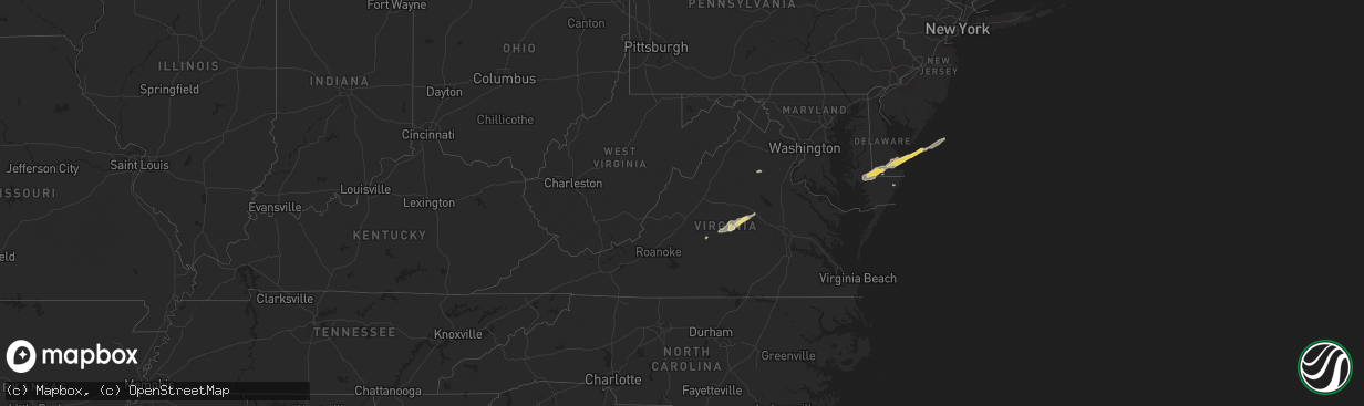 Hail map in Virginia on September 12, 2022