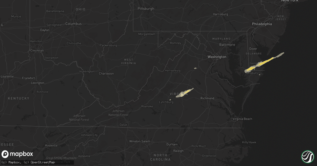 Hail map in Virginia on September 12, 2022