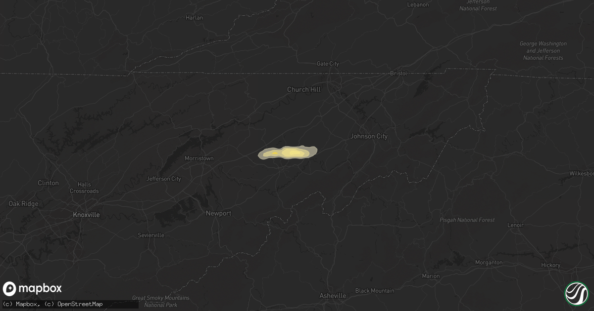Hail map in Afton, TN on September 12, 2023