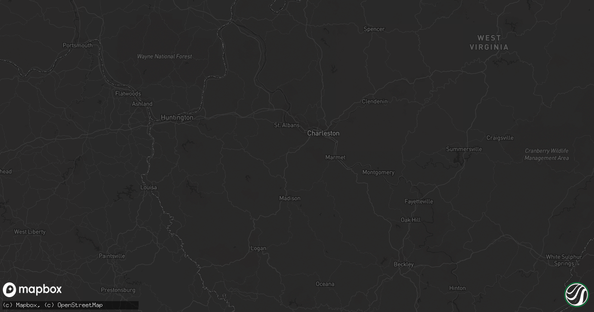 Hail map in Alum Creek, WV on September 12, 2023
