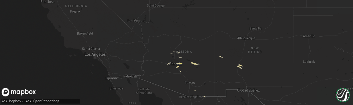 Hail map in Arizona on September 12, 2023