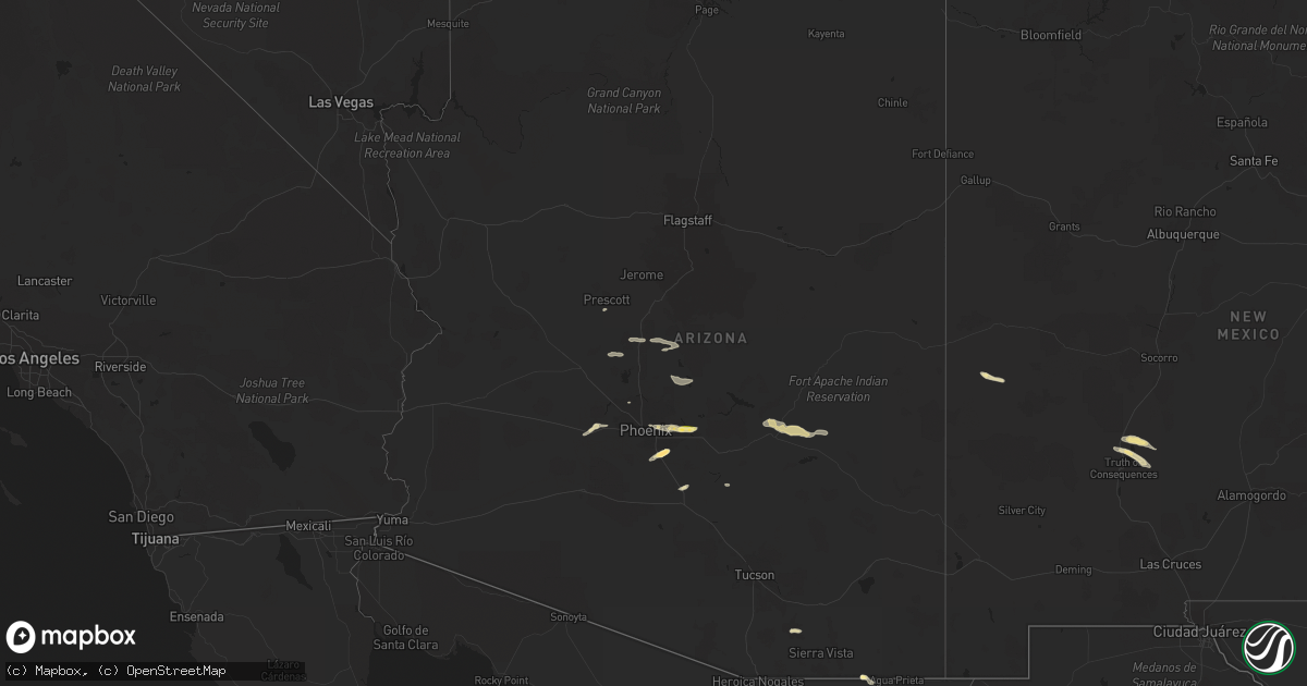 Hail map in Arizona on September 12, 2023