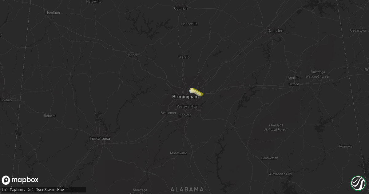 Hail map in Birmingham, AL on September 12, 2023