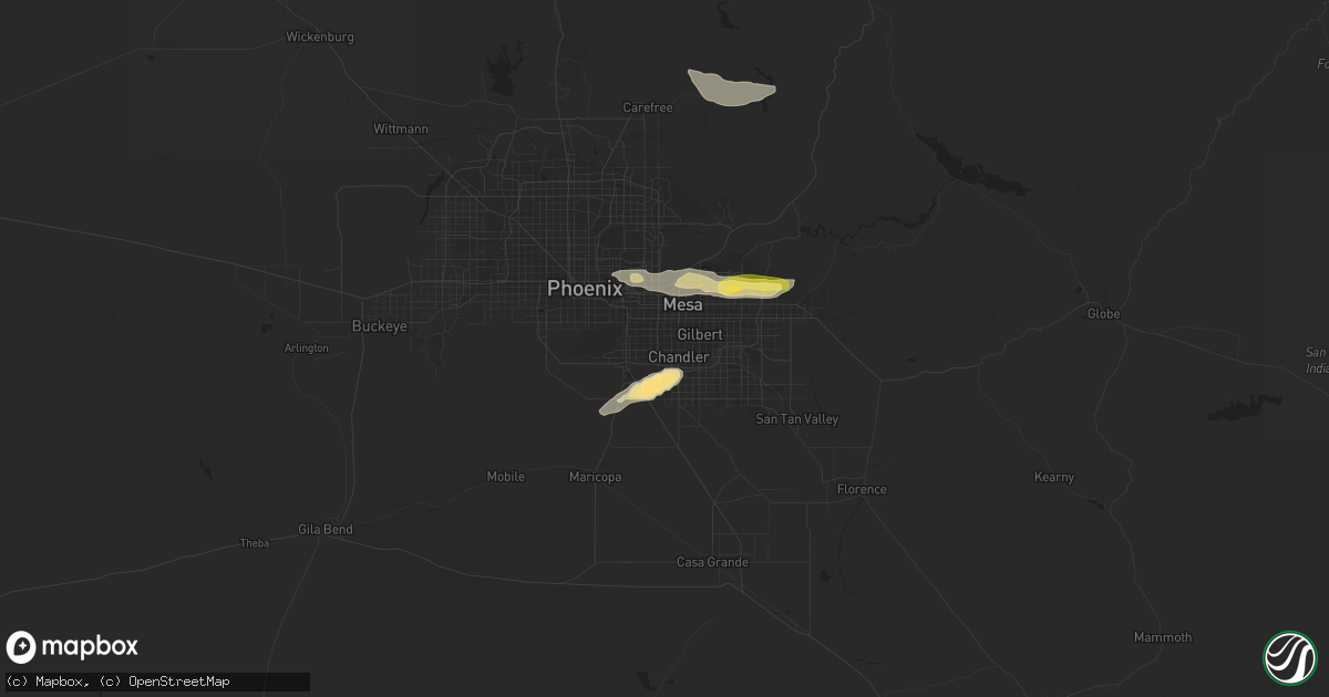 Hail map in Chandler, AZ on September 12, 2023