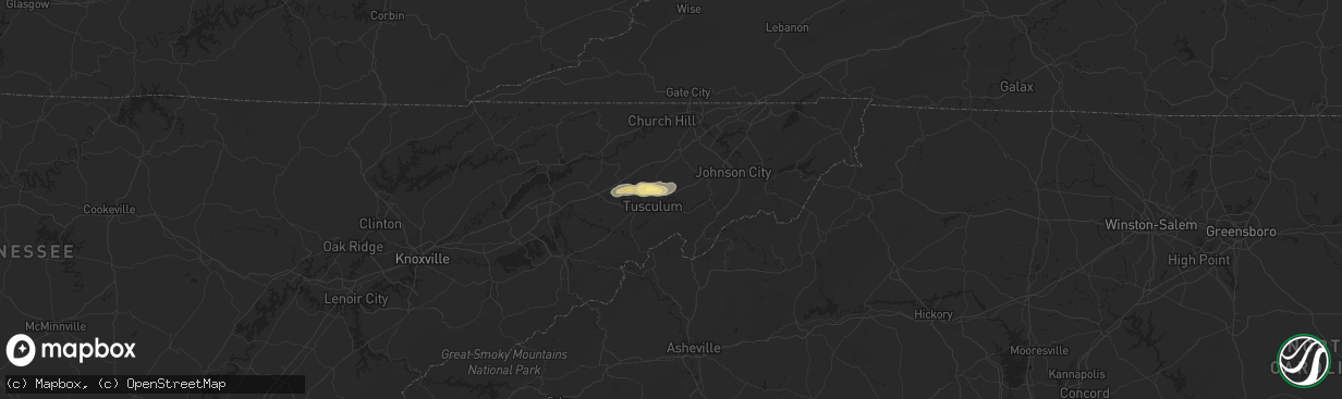 Hail map in Chuckey, TN on September 12, 2023