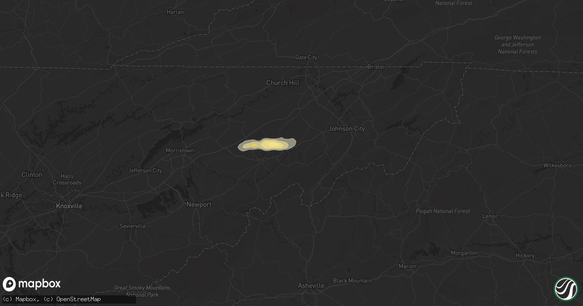 Hail map in Chuckey, TN on September 12, 2023
